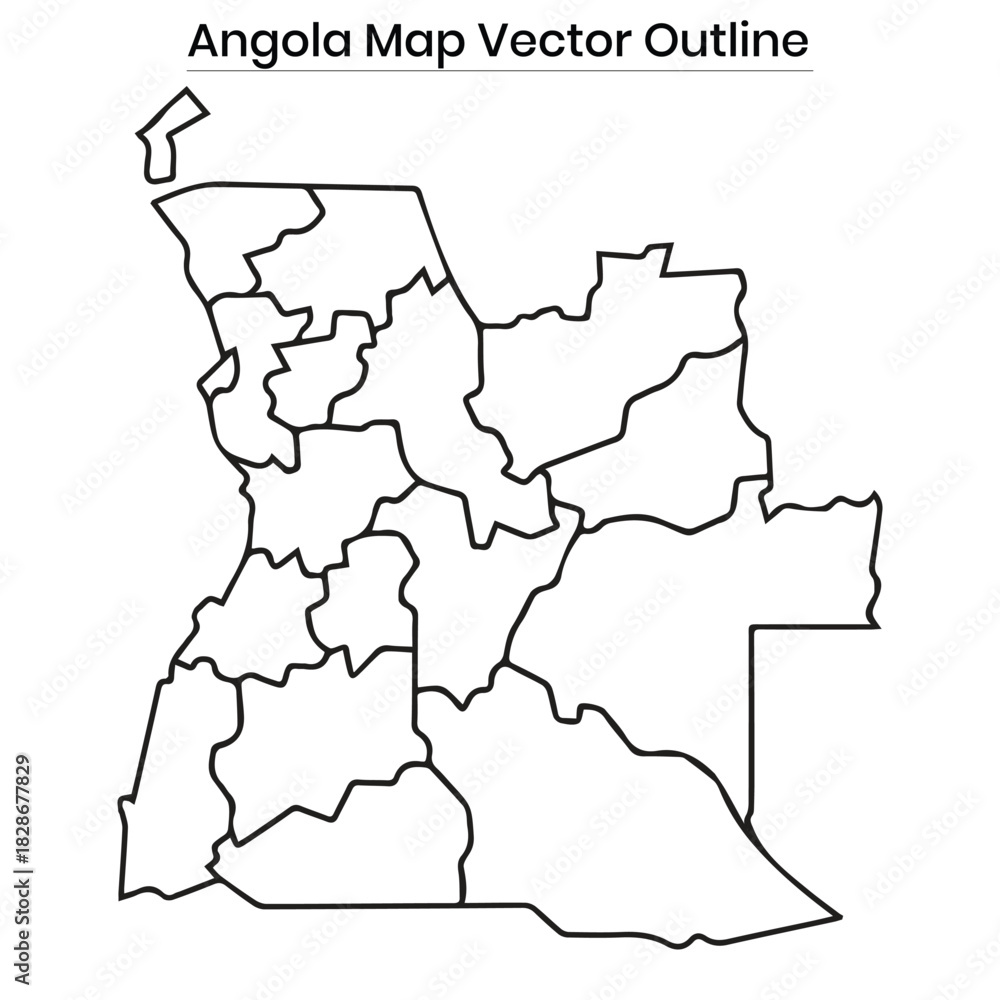 Fototapeta Angola Map Vector Outline Editable Country Silhouette with Provinces