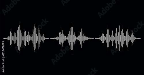 Red sound waves with heartbeat and love signal on white background