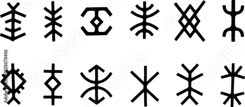 Collection of bindrunes ancient norse symbols for protection and good fortune
