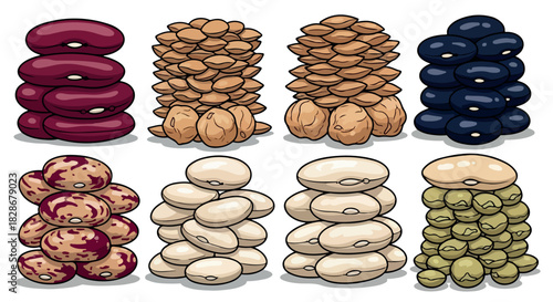 Stacked beans collection in various colors
