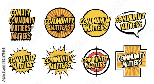 Community matters badge set with transparent background