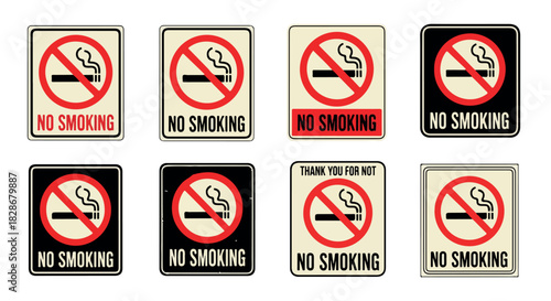 No smoking signs collection with various backgrounds