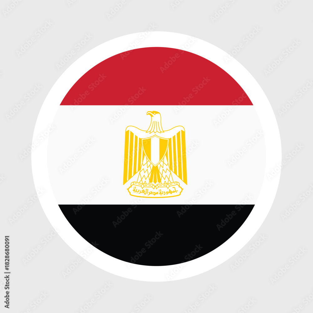 Obraz premium Egypt Flag Icon – Red White Black with Eagle of Saladin