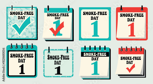 Smoke-free day calendar icons with various styles