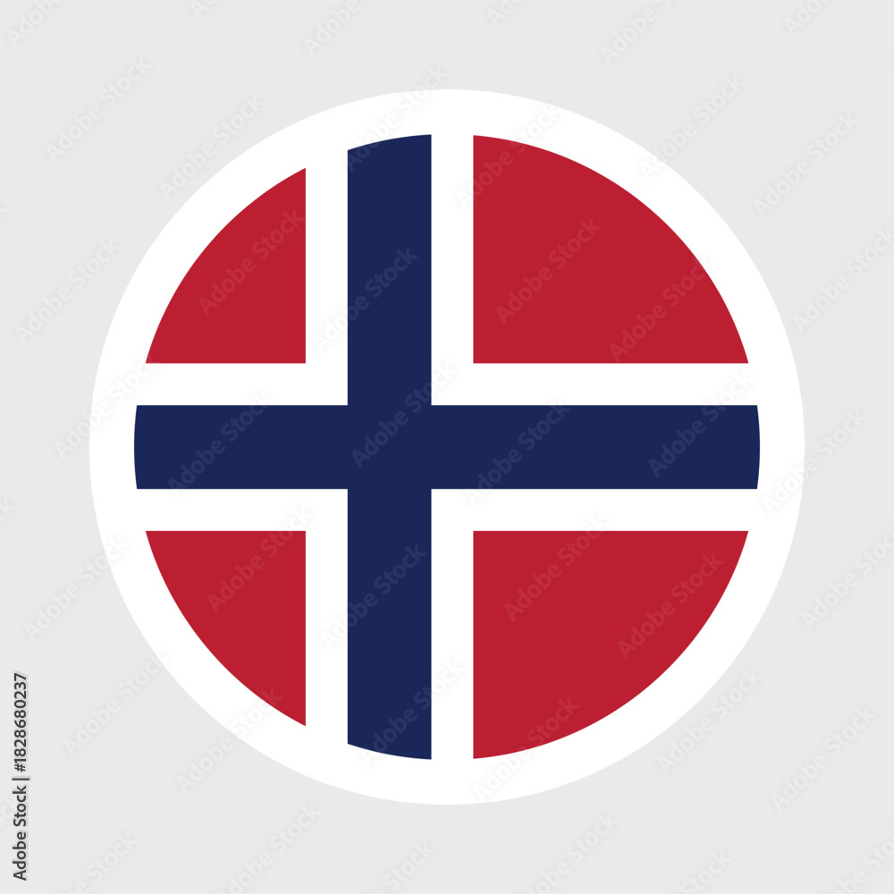 Fototapeta premium Norway Flag Icon – Blue Cross with Red Quadrants