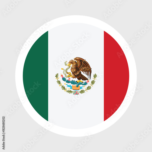 Mexico Flag Icon – Green White Red with Coat of Arms