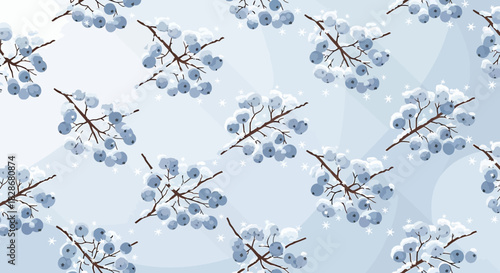 Wintertide serenity showcasing snow kissed berries in a seamless ethereal pattern design