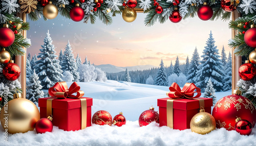 クリスマスのフレーム,クリスマスのセールバナー, AI生成画像