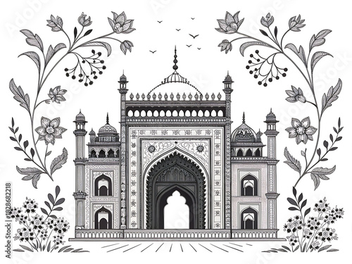 Vector poster illustration of Lucknow’s Rumi Darwaza