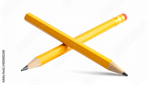 Sharpened Yellow Wooden Pencil with Graphite Tip on White Background – Classic Writing Tool for School, Art, Office, Sketching, Note-Taking, Minimalist Design, Education, and Creative Expression 