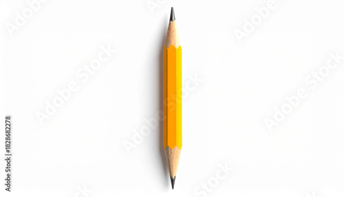 Sharpened Yellow Wooden Pencil with Graphite Tip on White Background – Classic Writing Tool for School, Art, Office, Sketching, Note-Taking, Minimalist Design, Education, and Creative Expression 