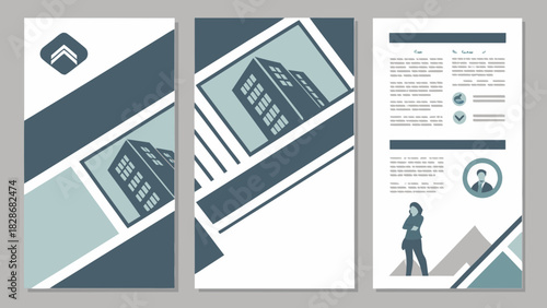 Elegant brochure template with building illustration for business presentation