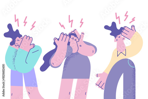 Loud sounds, irritation, shouting and screaming concept