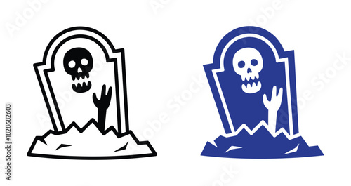 Spooky tombstone icon for Halloween party invitations design. Halloween tombstone coloring page isolated. Cute Halloween grave vector outline. Transparent background.