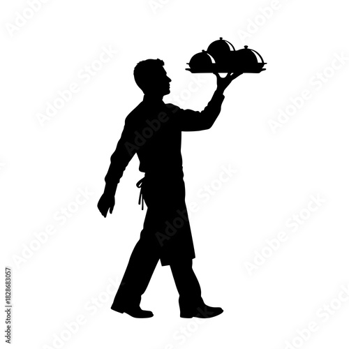 silhouette of a waiter delivering food