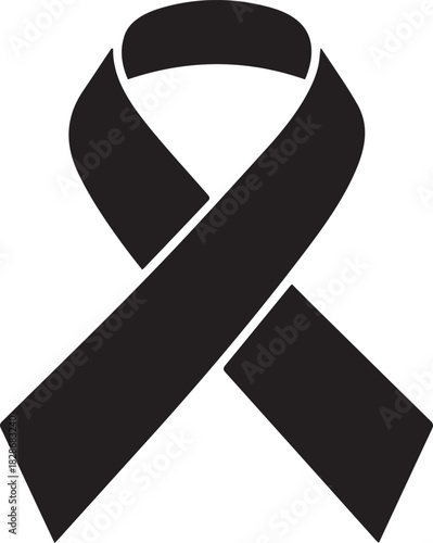 Black Ribbon Symbol of Mourning Awareness and Solidarity Icon Illustration