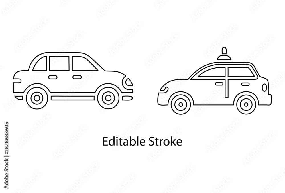 Obraz premium city car icon editable stroke vector set, car icon symbol vector line icon illustration