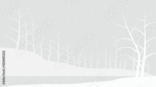 Christmas winter landscape background snow falling illustration background vector