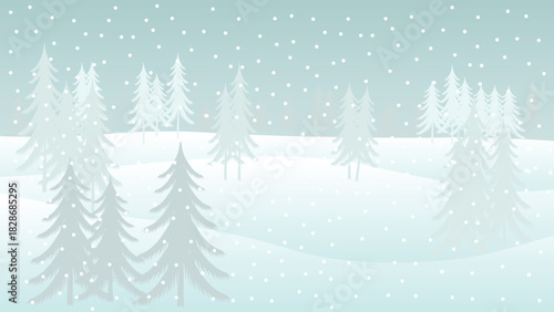 Christmas winter landscape background snow falling illustration background vector