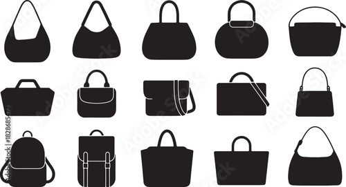 Set of different women's handbags vector illustration