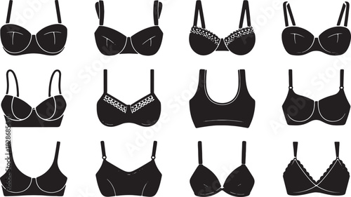 Set of different women's bra vector illustration