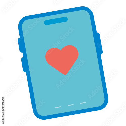 smartphone with love heart shape flat icon