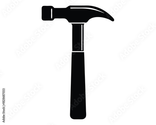 Black and white hammer vector icon simple silhouette home repair tool construction equipment handyman