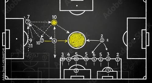 Soccer Football Strategy Tactical Playboard Analysis of Attacking Movement and Passing Options