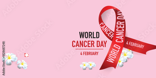 World Cancer Day 2026and ribbon design pink background