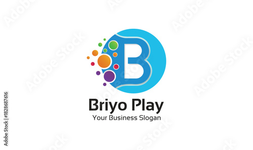 Colorful abstract letter B logo with vibrant gradient circles and modern creative design on blue