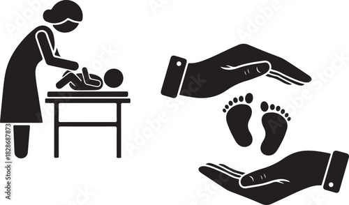 Collection of motherhood and family icons for design projects