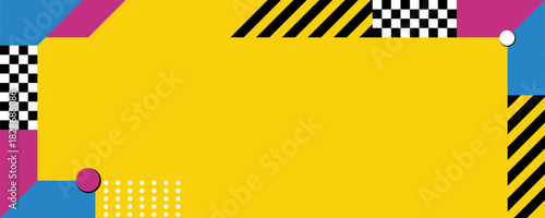 90s Memphis Style Background Illustration Colorful Geometric Retro Pattern