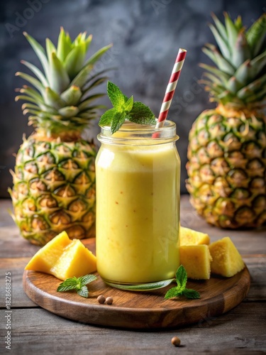 Fresh pineapple chunks blended into a sweet and tangy smoothie