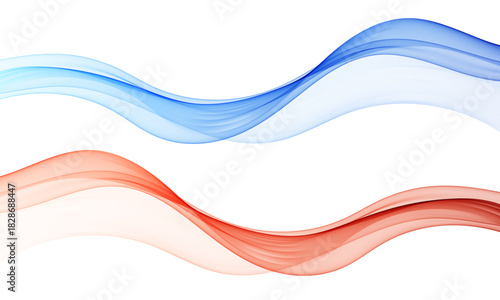 Smooth blue and red vector abstract waves on white background, modern abstract design for banners, posters, websites and graphic layouts.