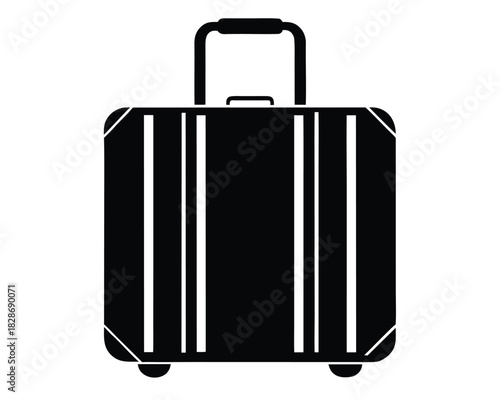 Black luggage suitcase with handle vector illustration minimalist travel bag design icon