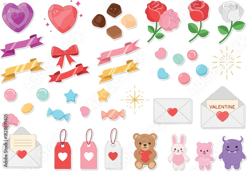 Valentine's Day Graphics Heart, Candy, and Love Letter Illustrations
