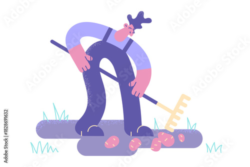 Growing potato and farming concept.