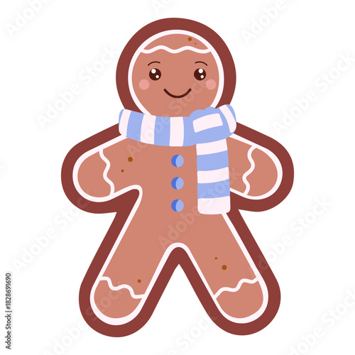 Cheerful Gingerbread Man with Scarf