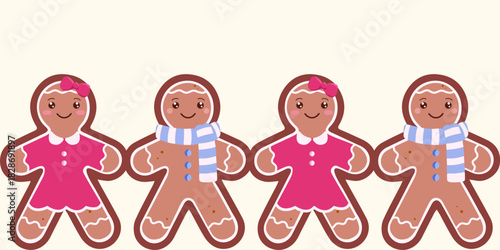 Festive Gingerbread Couple Border