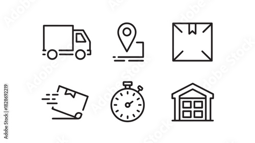 Set of delivery and logistics icons simple line vector design elements perfect for app and website interfaces isolated on white backgr
