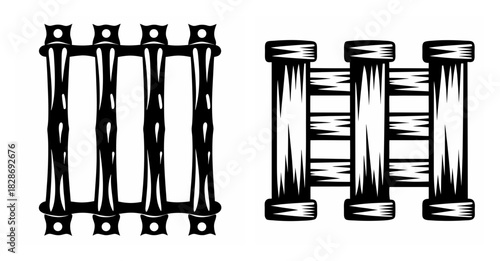 Two distinct radiator styles shown side-by-side in a detailed black and white graphic depiction