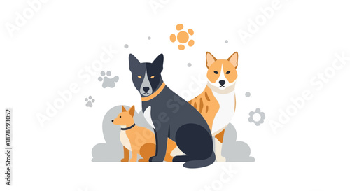 Adorable dog companions, perfect for pet adoption campaigns and animal-themed designs, showcasing love for pets and fostering a sense of joy and companionship