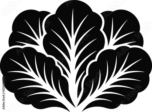 Japanese mon crest of five leaves stylized in black and white