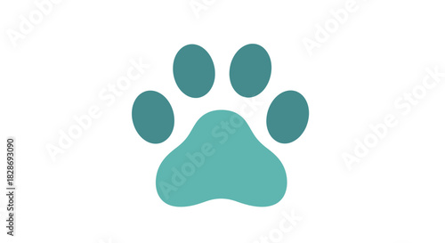 Adorable teal paw print design, perfect for pet lovers, veterinary clinics, and animal shelters, conveying care and affection in a simple, modern style