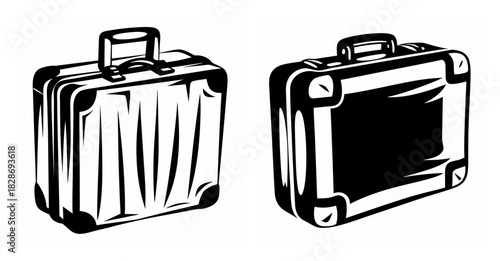 Two vintage suitcases hand drawn style travel luggage ready for adventure exploration journey
