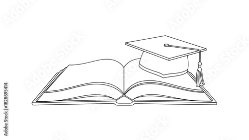 Simple image of a book with a pen placed on top