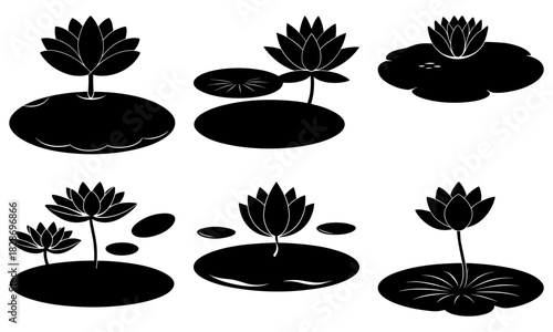 Serene water lilies floating peacefully, a symbol of purity and enlightenment, perfect for spa designs, yoga studios, or nature-inspired branding projects