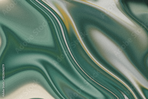 Dynamic Marbled Teal Green Gold Flowing Abstract Background with Grain Texture