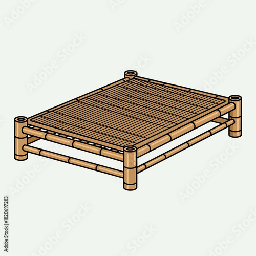 Elevated bamboo platform in isometric view with neat structure design