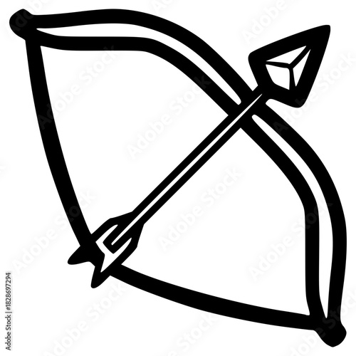 doodle arrow and bow illustration hand drawn outline vector